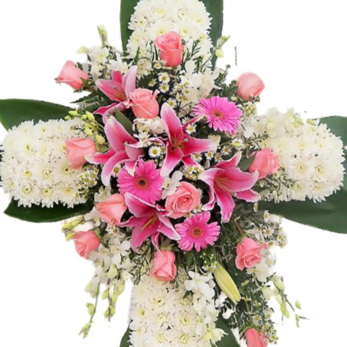 cruz de flores funebre blanca y rosada 2 cruz de flores funebre blanca y rosada 2