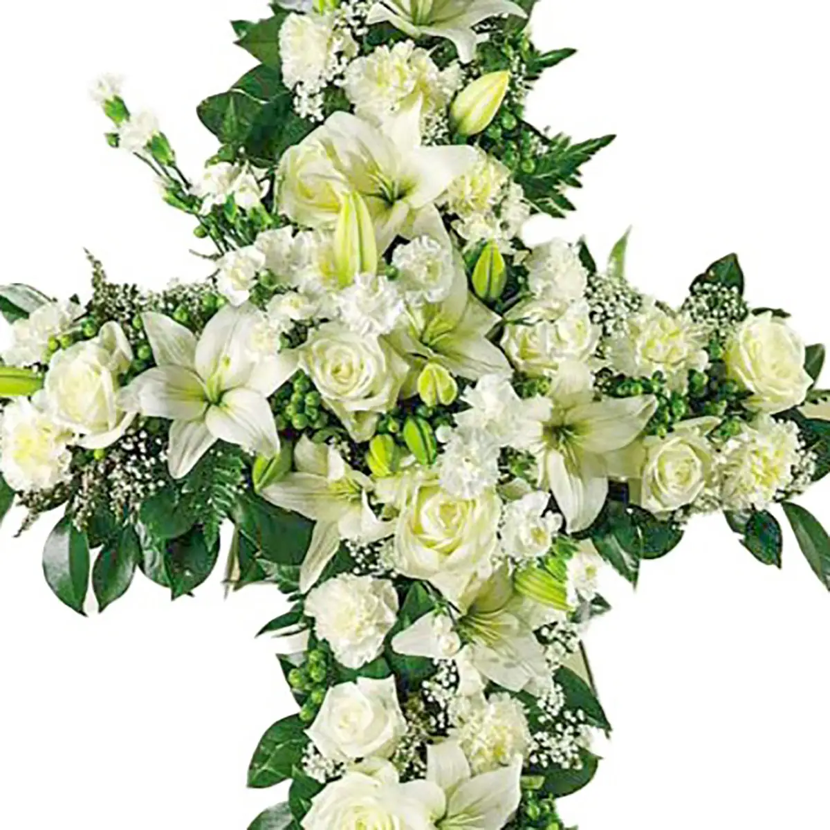 cruz de flores funebre variada blanca 2 cruz de flores funebre variada blanca 2